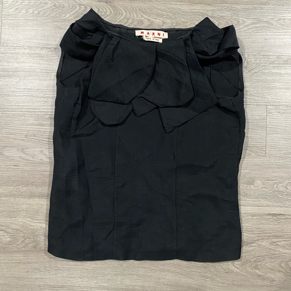 Marni‎ Wool Sleeveless Elegant Black Women's Top Tie Wrap